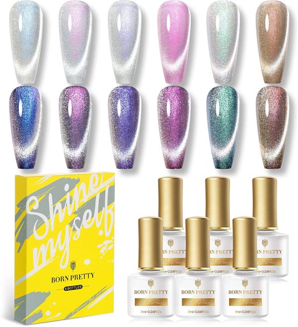 BORN PRETTY Smalto Semipermanente Magnetico Cat Eye, Magnetico Gel Polish Auroras Snowlight Shining Cat Eye Soak Off UV LED Gel Polish - immagine 5