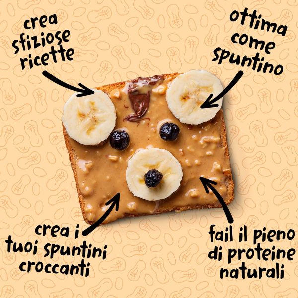 BURRO DI ARACHIDI Proteico Senza Zuccheri Crunchy ?? 1kg Peanut Butter Qualit?? Italiana ?? Burro d??Arachidi 100% Naturale Senza Olio di Palma Degrassato ?? Crema Proteica di Arachidi Spalmabile - immagine 2