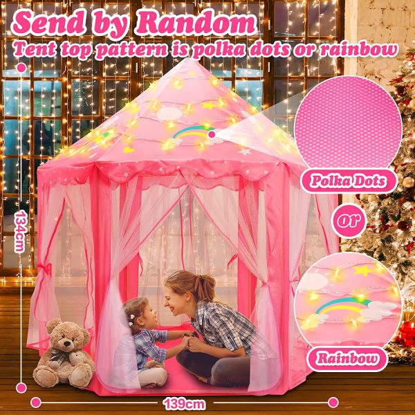 Fivejoy Tenda da Gioco, Rosa Castello per Ragazze e Bambini, Tenda per Bambini, Portatile Tenda per Interni ed Esterni, Regalo per Bambini, Rosa - immagine 5