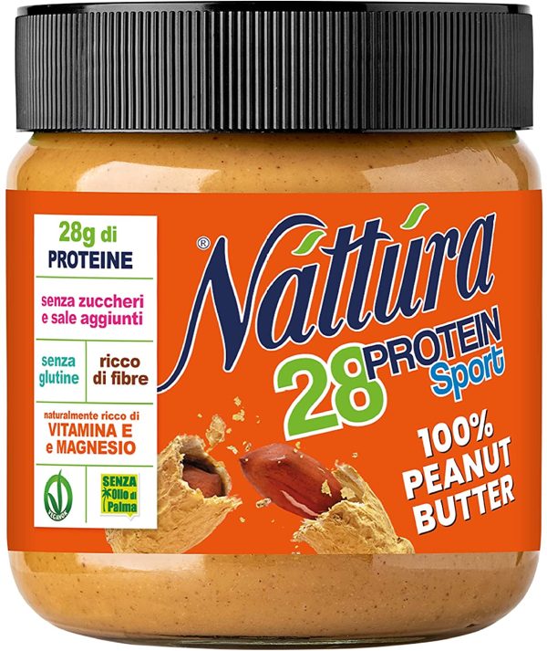 NATTURA Peanut Butter, Burro di Arachidi 100% Naturale, Ideale per gli Sportivi, Snack Perfetto Prima e Dopo l'Allenamento, Senza Glutine, Ricco di Magnesio e Vitamina E, Senza Olio di Palma, 350 g