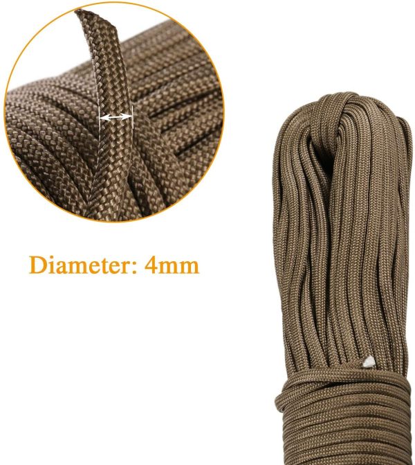 WILDKEN Corda Paracord per Paracadute, 31m (100ft), Corda Universale di Sopravvivenza Corda Militare per Sport Outdoor Pesca Campeggio Nautica - Non Adatta per Arrampicata - immagine 6