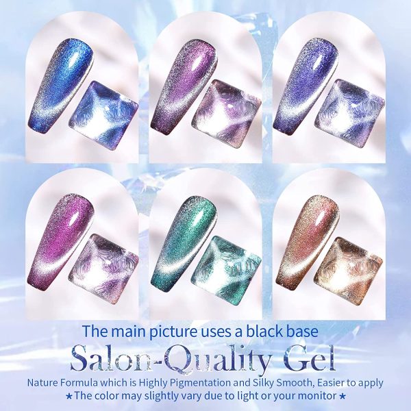 BORN PRETTY Smalto Semipermanente Magnetico Cat Eye, Magnetico Gel Polish Auroras Snowlight Shining Cat Eye Soak Off UV LED Gel Polish - immagine 8