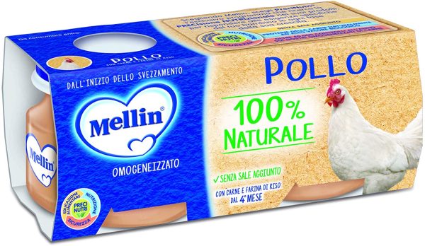 Mellin Omogeneizzato 100% Naturale, Mix Gusti Carne, 24 Vasetti da 80 gr