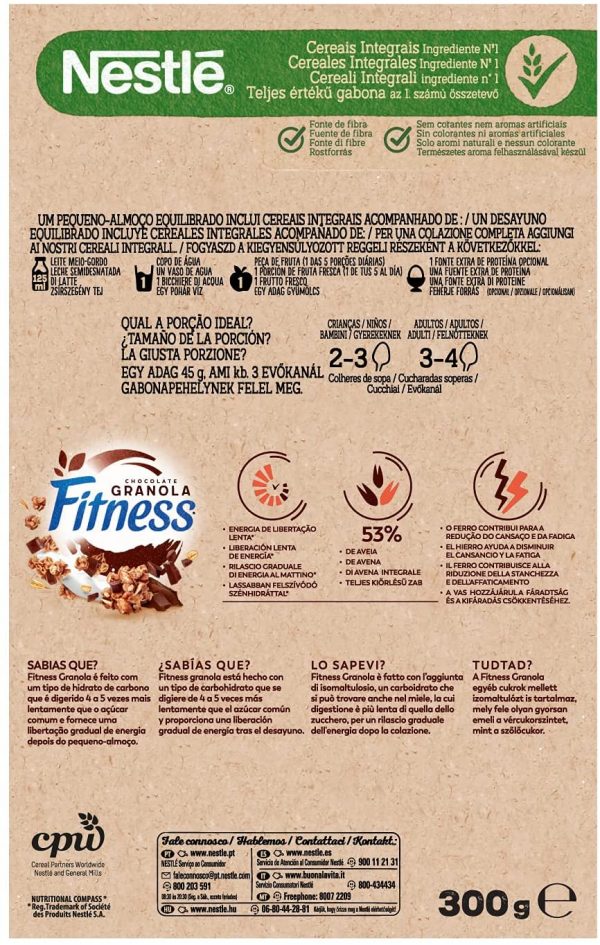 Nestl?? Fitness Cereali Integrali, con Cioccolato Granola, 300g