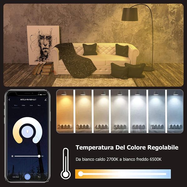 Lampadine LED Alexa Inteligente WiFi, Dimmerabile Lampadina ANTELA Smart 10W , RGB & 2700K-6500K bianco freddo caldo, compatibile con Alexa/Google Home, 4 pezzi - immagine 2