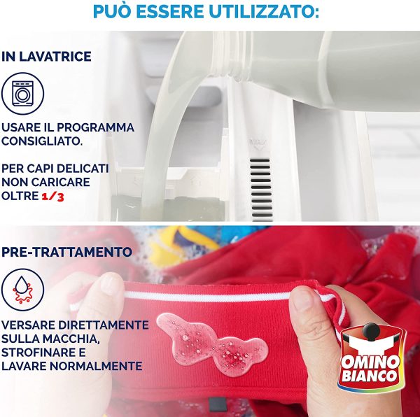 Omino Bianco - Detersivo Lavatrice Liquido, 90 Lavaggi, Rispetta Colori e Tessuti, Fresco Profumo con Essenza Cuore di Marsiglia, 1500 ml x 3 Confezioni - immagine 7