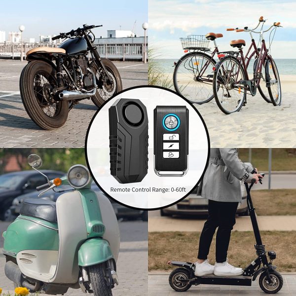 Allarme bicicletta , antifurto senza fili Allarme antifurto per bici Moto Mobilit?? auto Scooter Veicoli Finestrino, 113db Super rumoroso e impermeabile (telecomando incluso) - immagine 2