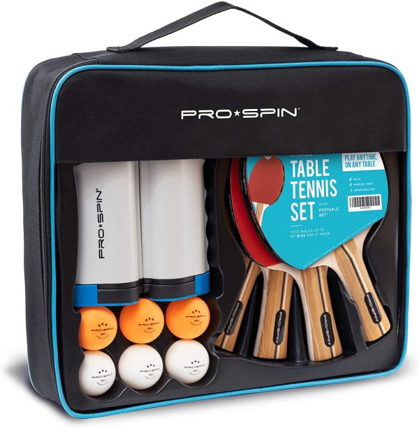 PRO-SPIN Ping Pong Set da Tavolo Portatile - Kit Premium con Rete Ping Pong a Estensibile per Qualsiasi Tavolo, Racchette Ping Pong, Palline Ping Pong e Custodia - immagine 9