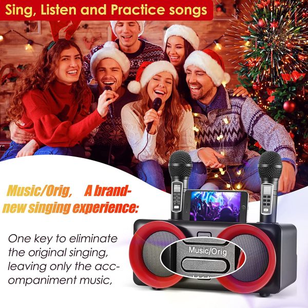 Macchina per karaoke Bluetooth ricaricabile Suono di altissima qualit?? | Un pulsante per rimuovere il suono originale | 2 microfoni di ricarica wireless Impianto Karaoke Kit Karaoke - immagine 6