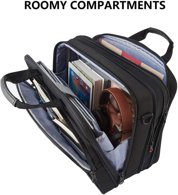 18" Borsa del Portatile Cartella per Laptop Adatto per Laptop Fino a 17,3 Pollici Borsa a Tracolla Espandibile Borsa per Computer con Tasche RFID per Viaggi/Affari/Scuola/Uomini/Donne-Nero - immagine 4