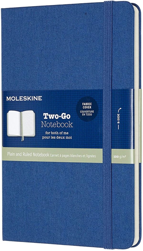 Classic Notebook, Taccuino con Pagine Bianche e a Righe, Copertina Rigida in Cotone Canvas e Chiusura ad Elastico, Formato Medium 11,5 x 18 cm, Colore Blu Lapis, 144 Pagine - immagine 6