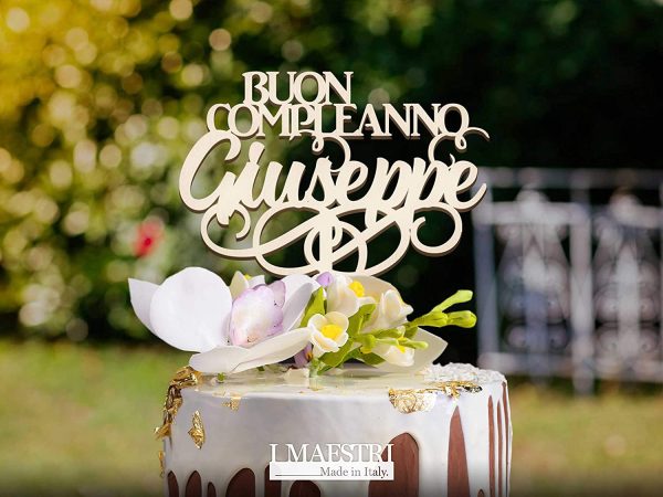 Cake topper compleanno personalizzabile con nome - I MAESTRI