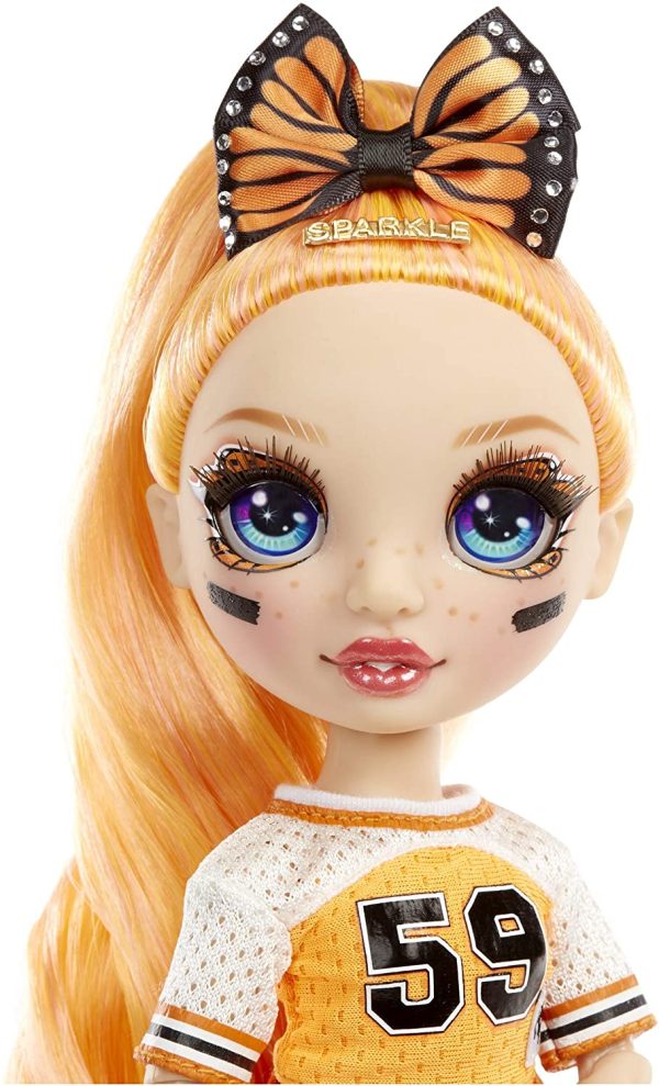 Rainbow High Cheer Fashion Doll - Abiti eleganti, pompon e bambola cheerleader Poppy Rowan, fashion doll "arancione", Serie Rainbow High Cheer, Regalo ottimo a partire dai 6 anni - immagine 5