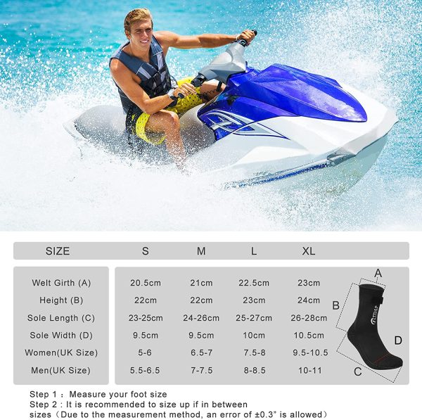 RTDEP Calzini in Neoprene, Calze in Neoprene da 3 mm per Immersioni subacquee,Pinne Antiscivolo per Uomo Donne,Scarpe da Acqua Antiscivolo, Calze da Muta Termica Snorkeling e Sport Acquatici - immagine 3