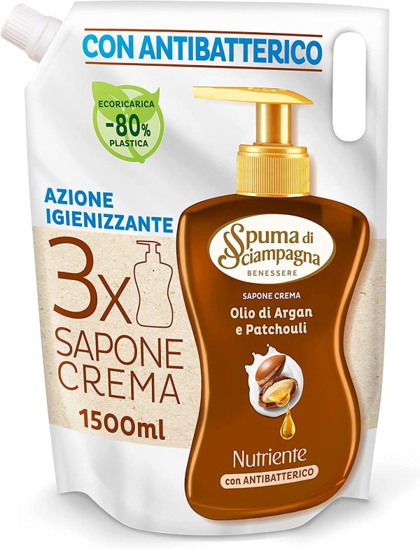 Spuma di Sciampagna Ecoricarica Sapone Liquido Argan e Patchouli 1,5 L