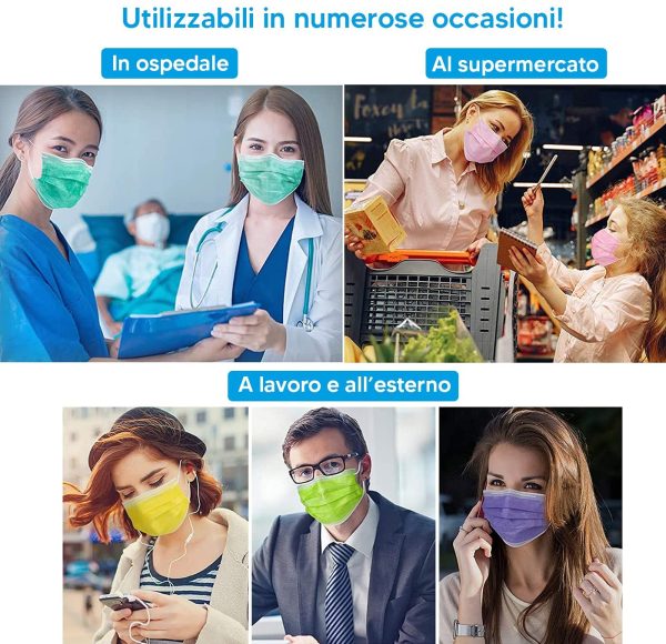 50 Mascherine Chirurgiche Nere - 100% Made In Italy - Certificate CE - Dispositivo medico tipo IIR - Alta Efficienza di Filtrazione BFE??98% Monouso con Elastici Morbidi e Resistenti