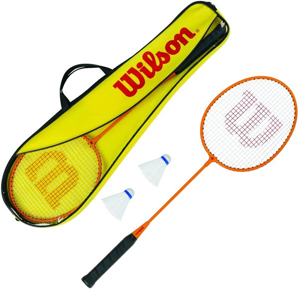 Wilson Gear Kit, Set Badminton, 2 Racchette Incluse, 2 Volani in, Plastica e Una Borsa di Trasporto, WRT8755003 Unisex, Arancio/Giallo - immagine 2