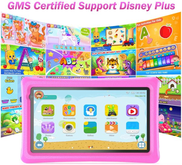 Tablet Bambini  7 Pollici Android 10.0 Tablet Quad Core 2GB RAM 16GB ROM WiFi Bluetooth Istruzione Giochi Software Bambini Preinstallato Con Custodia Tablet Bambini Controllo Genitori (Rosa) - immagine 3