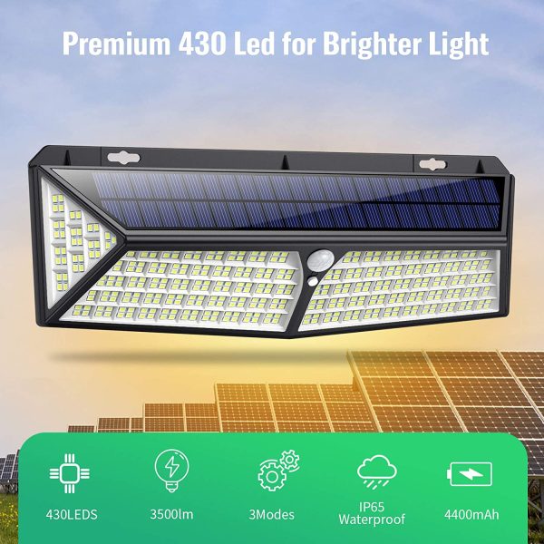 kilponen Luce Solare Led Esterno 430 LED ??USB Ricaricabile & 3500 Lumen?? Lampade Solari a Led da Esterno di Movimento 270o Illuminazione 4400mAh Luci Solari Impermeabile IP65 per Esterno - immagine 2