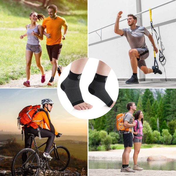 CAMBIVO Cavigliera Sportiva per Distorsione 2 Paia, Cavigliera Ortopedica, Tutore Caviglia Supporto, Calze a Compressione per Sport, Running, Calzini per fascite Plantare - immagine 5