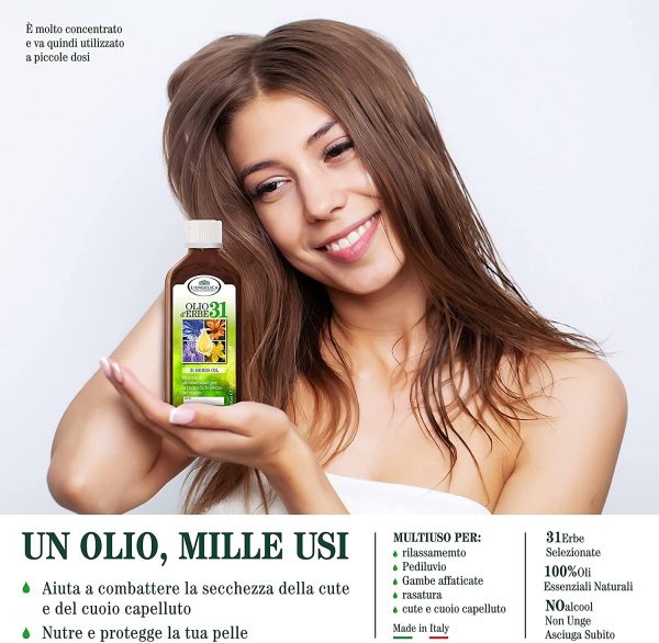 L'Angelica Olio D'Erbe 31, Miscela Oli Essenziali per Diffusore, per Massaggi e Aromaterapia, Tonificante, Rilassante, Flacone da 100 ml - immagine 4