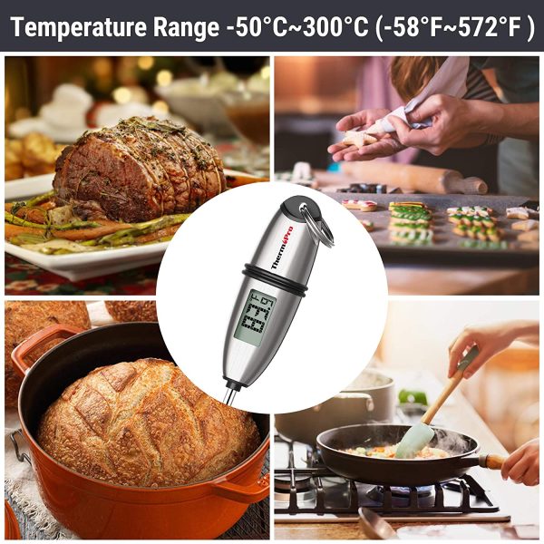 TP02S Termometro da Cucina Digitale a Lettura Instantanea con Sonda Lunga 13.5cm e Display LCD Termometro per Carne, Barbeque, Vino, Latte, Frittura Olio, Dolci, Griglia, Alimenti, Acqua - immagine 7