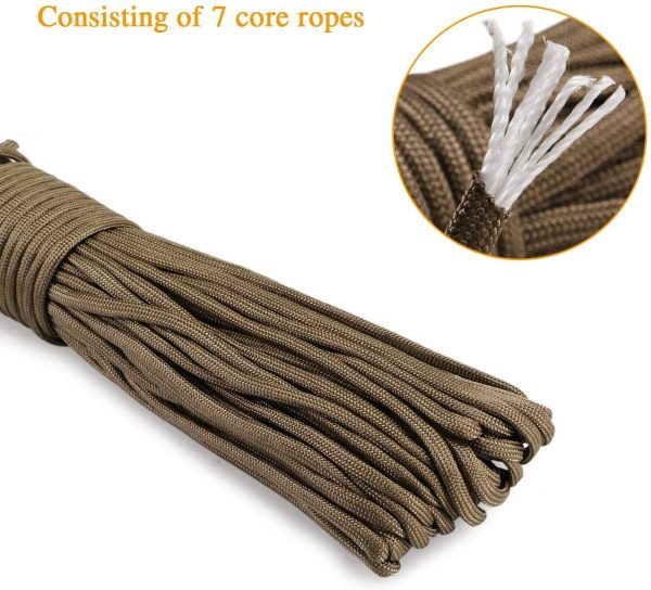 WILDKEN Corda Paracord per Paracadute, 31m (100ft), Corda Universale di Sopravvivenza Corda Militare per Sport Outdoor Pesca Campeggio Nautica - Non Adatta per Arrampicata - immagine 5