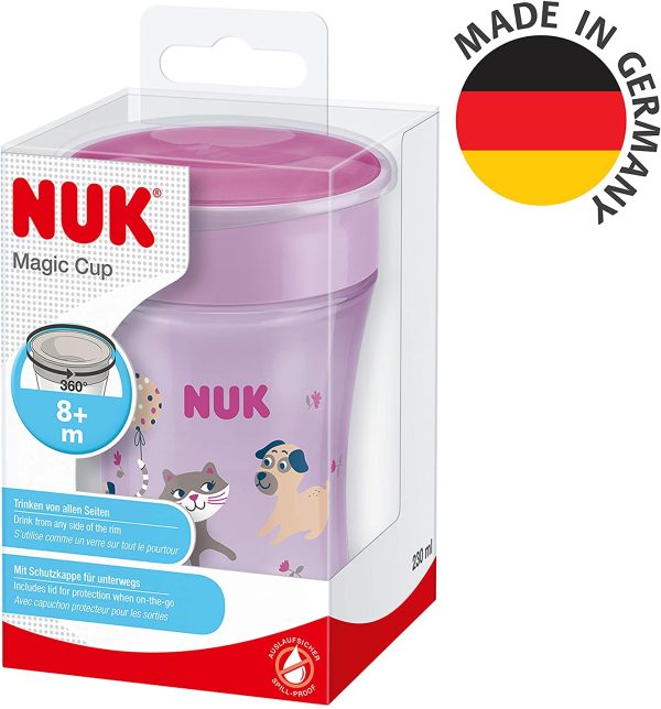 Nuk Magic Cup 10255508 Bicchiere Antigoccia 8+ Mesi, 230 ml, Rosa (Gatta) - immagine 4