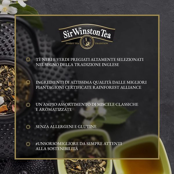 Sir Winston Tea, Tè Nero Freddo Ice Tea Limone, 54 Filtri (3 Confezioni da 18 Filtri), Gusto Agrumato, Ideale per le Giornate Estive, Certificato RFA, Senza Lattosio, Glutine e Allergeni - immagine 7