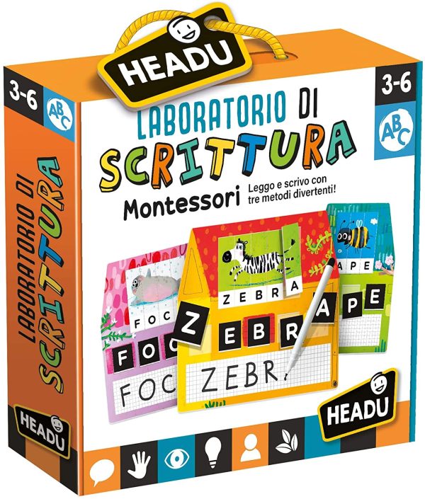 Headu - Gioco didattico Montessori Writing Laboratory, multicolore (IT23578), lingua italiana