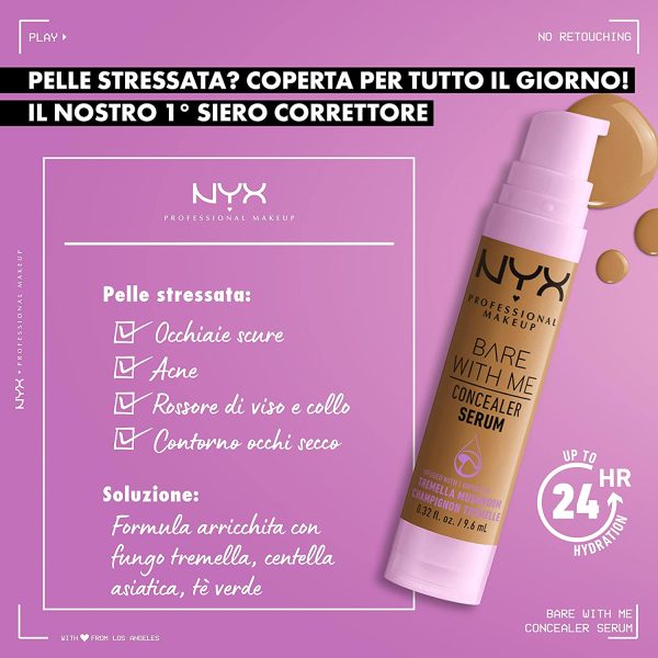 NYX Professional Makeup Bare With Me, Siero Correttore, Naturale, Copertura Media, Fair, 9.6ml