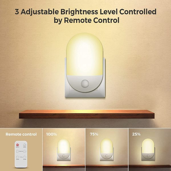 Luce Notturna per Bambini Telecomandata, con Funzione Timer, Luce Calda e Luce Bianca, 3 Livelli di Luminosit?? Regolabili, Luce Notturna LED per Camerette, Corridoio, Garage, Bagno - immagine 3