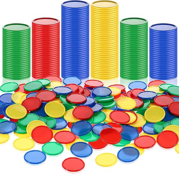 400 Pezzi Fiches da Poker in Plastica 4 Colori 1 Pollice Carta con Chip Vuoti per Contatori di Apprendimento Piccoli per Gioco Conteggio Imparare Matematica (Rosso, Blu, Verde, Giallo)