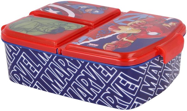 The Avengers |Caja de Almuerzo con 3 Compartimentos - Fiambrera Infantil para colegio - lonchera para Ni?os