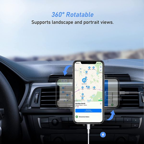 Blukar Porta Cellulare da Auto, Universale Supporto Cellulare Auto Supporto Auto Smartphone Bocchetta Dell'Aria 360?? di Rotazione e Operare con Una Sola Mano per iPhone, Galaxy, Xiaomi - immagine 4