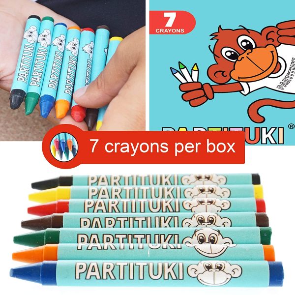 Gadget Compleanno Bambini Partituki. 10 Astucci e 10 Set di 7 Pastelli a Cera Colorati. Regalini Pignatta Compleanno Bambini. Con Certificato CE di Non Tossicit?? - immagine 3