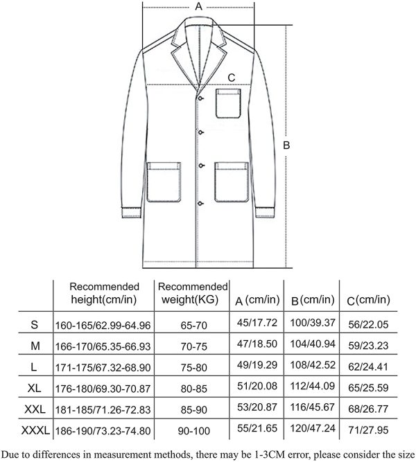 BSTT Uomo Camice da Laboratorio Bianca Abbigliamento da Lavoro e Divise Nuovo miglioramento - immagine 3