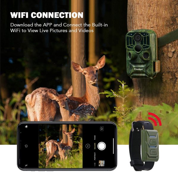 usogood Fototrappola WiFi 24MP 1296P, Fotocamera da Caccia con APP, 940nm IR LED Visione Notturna Senza Bagliore, Trigger 0,2s, Impermeabile IP66 per il Monitoraggio della Fauna Selvatica All'aperto - immagine 5