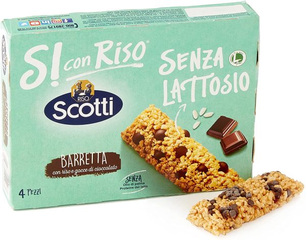 Si con Riso - Barrette Cereali con Riso e Gocce di Cioccolato Senza Lattosio - Snack Senza Olio di Palma - 4 Barrette - immagine 3