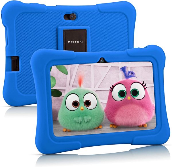 Tablet per bambini Pritom 7 pollici, Quad Core, Android 10, 16GB di ROM, WiFi, Istruzione, giochi, software per bambini preinstallato con custodia per tablet per bambini, controllo genitori (blu) - immagine 3