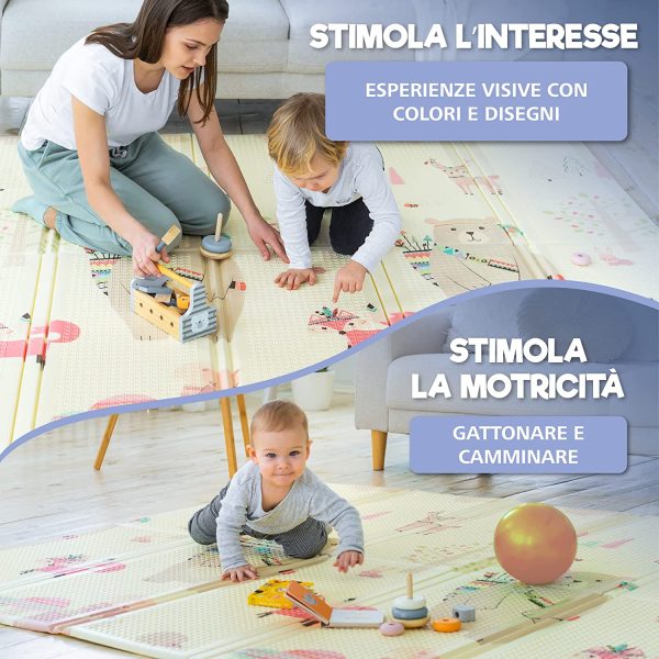 Tappeto Giochi Neonato 180x200x1,5cm - Tappeto Bambini Cameretta - Lato Bimbo e Lato Adulto - Tappeto Gioco Bimbi Gomma Spessa - Tappetino Pieghevole Impermeabile - Certificato CE Non Tossico - immagine 6