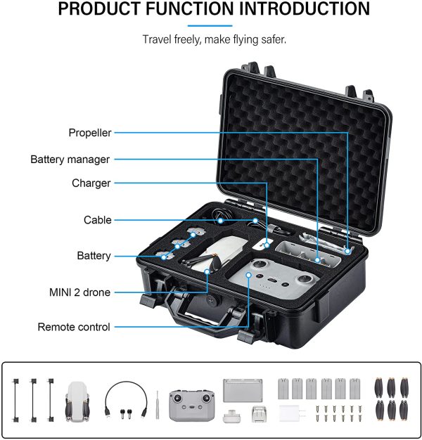 STARTRC Mini 2 Custodia Rigida Impermeabile Compatibile con DJI Mini 2 Fly Altri Accessori Combo - immagine 3