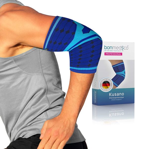 bonmedico Tutore Epicondilite Gomito - Fascia di Compressione per Protezione Braccio, Taglia S - Gomitiera Elastica Unisex per Supporto ai Gomiti