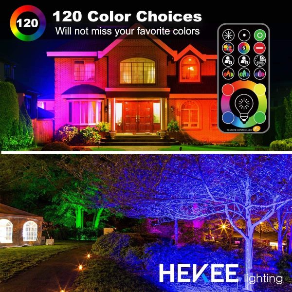 Faretto Led, equivalente a 400 W, cambio colore Rgbw modalit?? strobo fai-da-te, 120 colori, esterno 4000 lumen, Rgb bianco caldo, impermeabile Ip66 - immagine 5