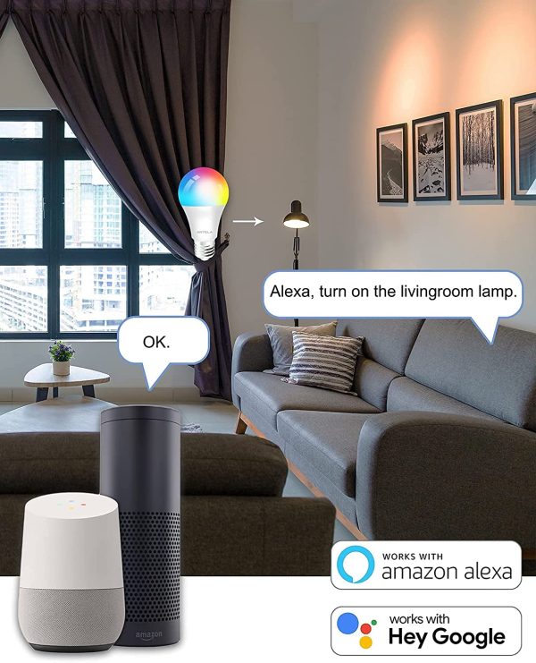 Lampadine LED Alexa Inteligente WiFi E27, Dimmerabile Lampadina ANTELA Smart 9W 806ML 80W equivalente, RGB & 2700K-6500K bianco freddo caldo, compatibile con Alexa/Google Home, 2 pezzi - immagine 4