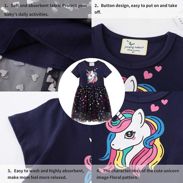 Vestito Bambina Cotone ? Vestito Unicorno Principessa Bambina Abito Bimba Ricamo Floral Striscia Cartoon Animale Casuale Manica Lunga & Manica Corta Vestito T-Shirt - immagine 7