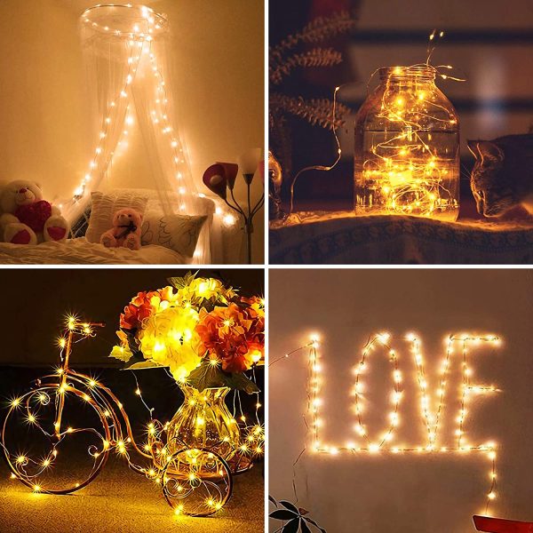 Luci Stringa, [3 Pezzi] 10M 100 LED Luci Natale Lucine Decorative Catene Luminose con Filo Rame Ghirlanda Luminosa Impermeabile per Camere Natale Interni e Esterni,Casa, Feste, Matrimonio - immagine 6