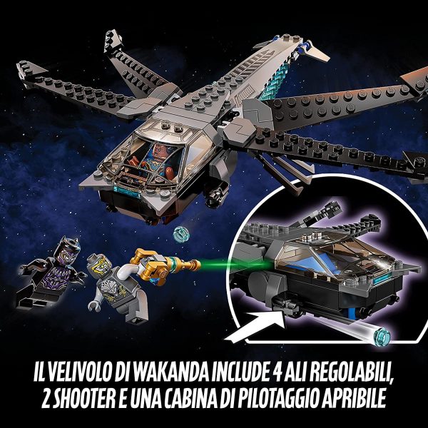 LEGO Super Heroes Il Dragone Volante di Black Panther, Giocattolo per Bambini di 8 Anni dei Supereroi Marvel Avengers, 76186 - immagine 5