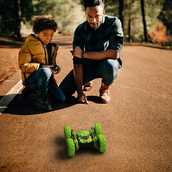 Macchina Telecomandata, 4WD RC Auto Telecomando 360?? Rotazione Acrobatica RC Stunt Car, 1:28 / 2.4GHZ Macchina Radiocomandata per Bambini Giocattoli - Verde (Batteria Non Inclusa) - immagine 4