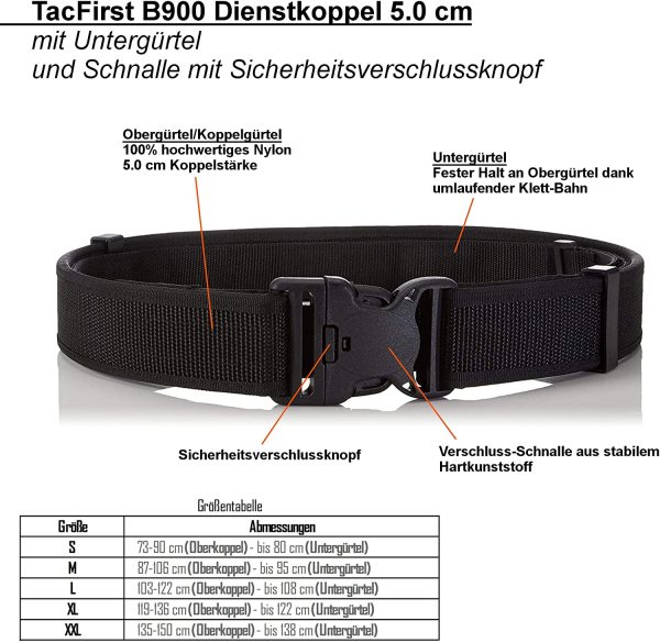 TacFirst - Cinturone per uso professionale, con cintura inferiore, colore: Nero - immagine 3